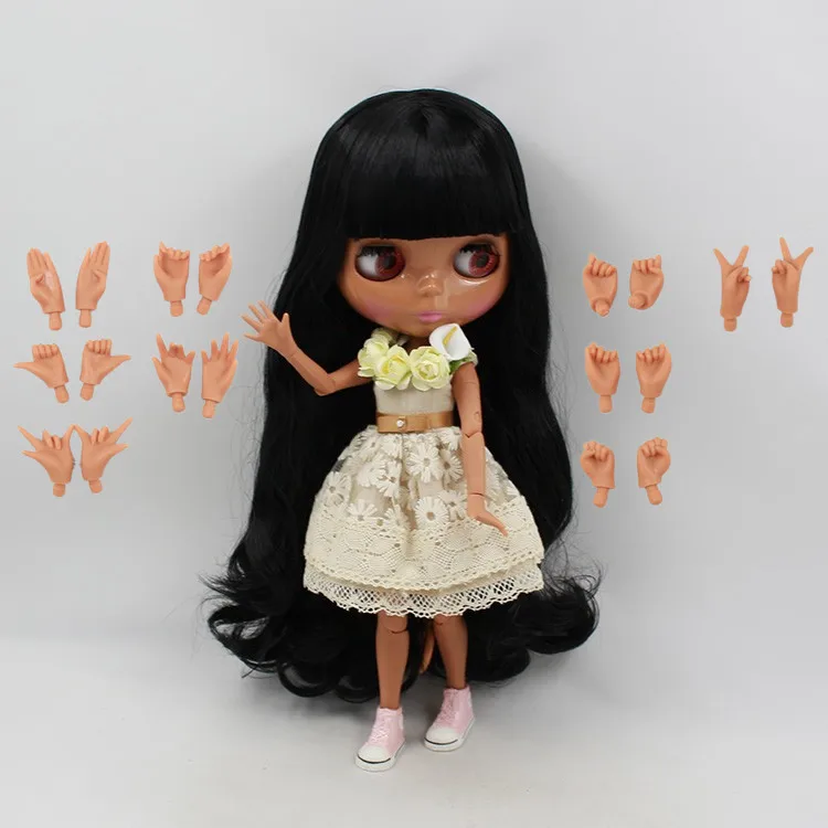 Ледяной DBS Blyth кукольные 1/6 bjd игрушка темной кожи шарнирное тело длинные черные