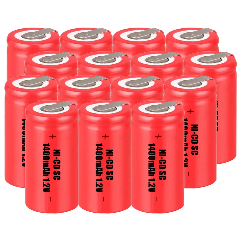 Самая низкая цена 15 шт аккумулятор SC 1 2 v батареи перезаряжаемые 1400 mAh nicd Батарея