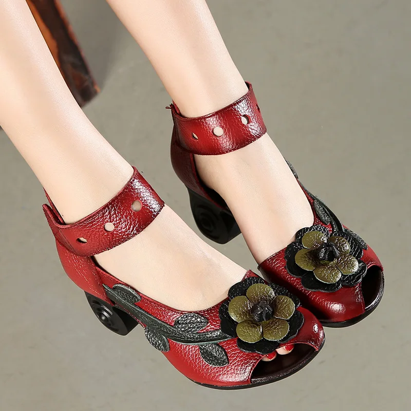 

2019 Summer Women Sandals Platform Casual Shoes Genuine Leather Female Fashion Comfort Ladies Walking Shoes Vintage Sandals