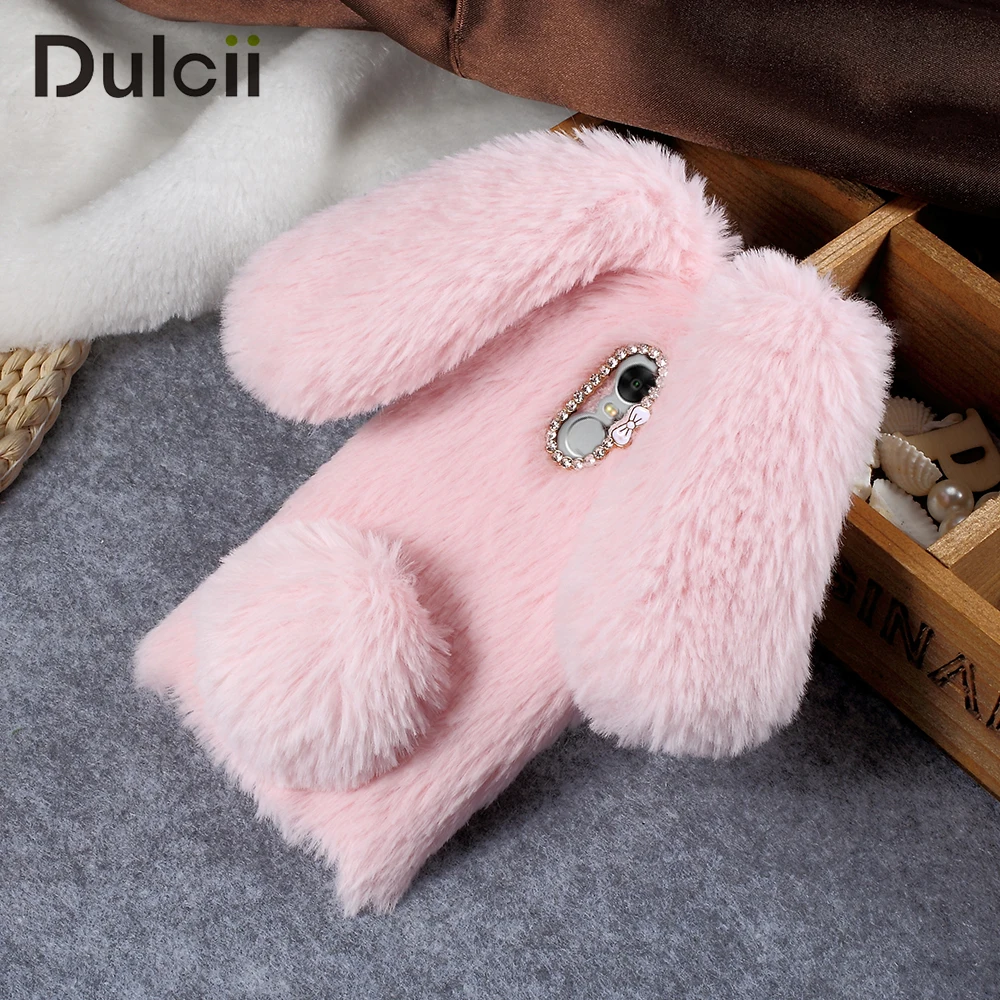 DULCII for Xiaomi Redmi Note 4 4X Mi A1 5 6 Plus Max 2 Case Bunny Rabbit Rhinestone Furry Capa Xiomi 5X 5A |