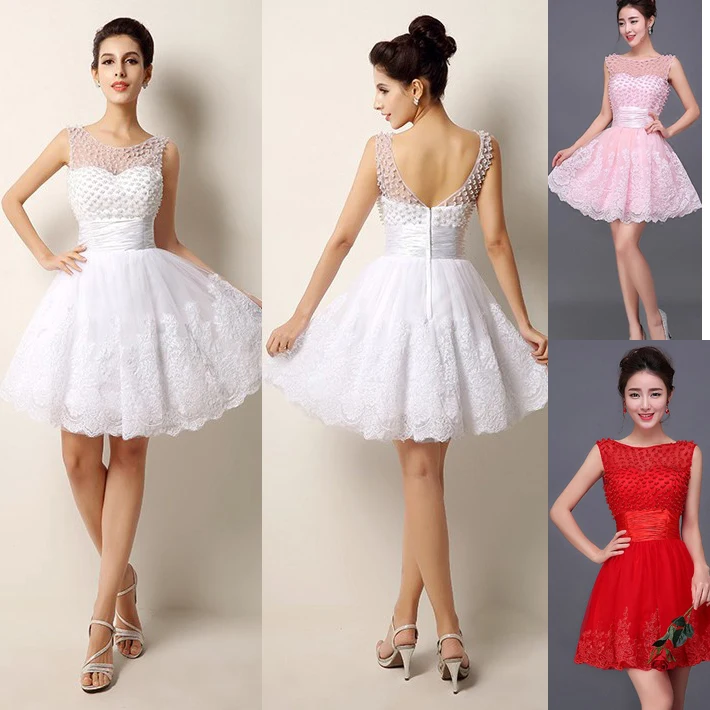 AW7 Роскошный Жемчуг Кружева Элегантный Плюс Размер На Заказ Короткое Свадебное