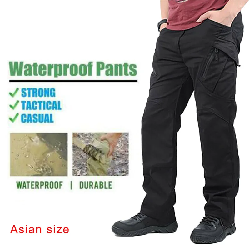 

High Quality Men Waterproof Work Cargo Long Pants with Pockets Loose Trousers NDJ