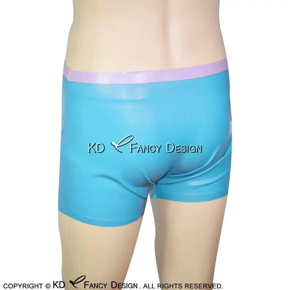 Lake Blue And Pink Sexy Latex Briefs With Bows Rubber Panties Shorts Underpants Underwear DK-0127
