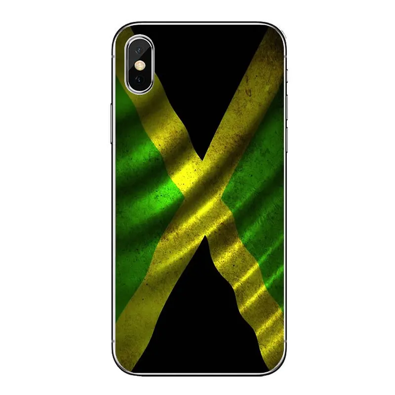 For iPod Touch iPhone 4 4S 5 5S 5C SE 6 6S 7 8 X XR XS Plus MAX Retro Jamaica National Flag Banner Soft Transparent Shell Covers 