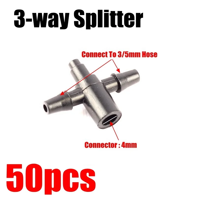 Splitter 50pcs 20 м орошение шунтирующая трубка капельного шланга излучатели фруктовые деревья бонсай растения экономия воды капельные линии орошения отводящая труба - Цвет: Splitter 50pcs