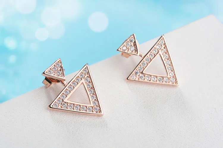 Женские Треугольные Серьги-гвоздики из стерлингового серебра 925 пробы с