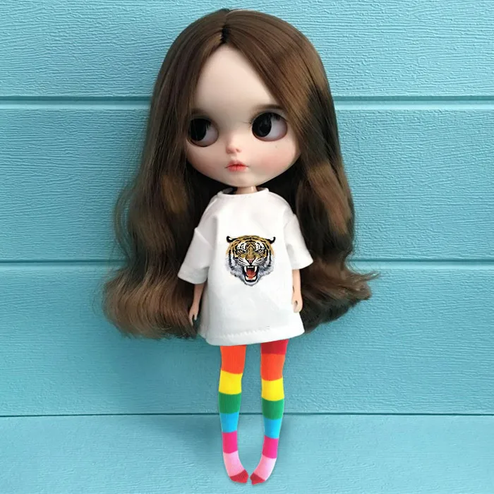 2 шт./компл. blyth Кукла Одежда картонная футболка + Радуга Чулки для pullip 30 см куклы