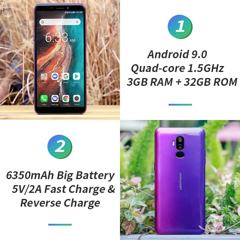 Чехол-накладка Ulefone P6000 плюс 6 0 дюйма HD 18:9 + смартфон 6350 мА/ч MT6739 Ouad четыре ядра 3 Гб