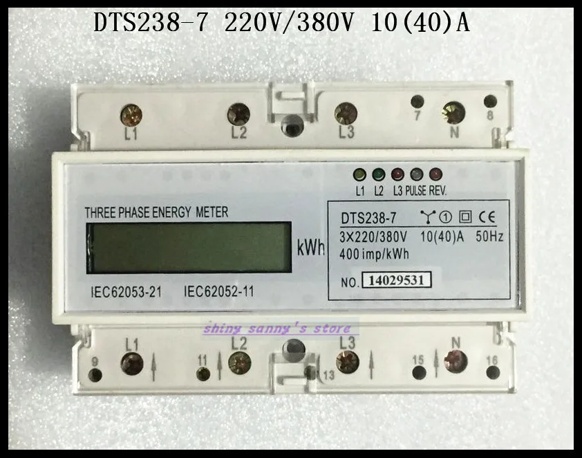 1 шт. dts238-7 ЖК-дисплей 10 (40) 220/380 В 50 Гц 3 фазы din-рейку кВтч Ватт час счетчик энергии