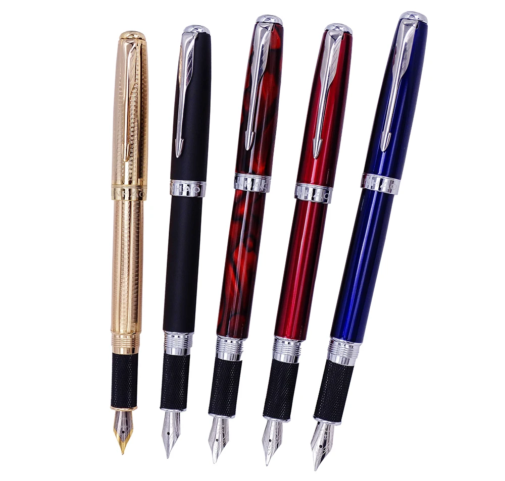Jinhao 601 винтажная авторучка Классический лак с серебряной отделкой Иридиевый