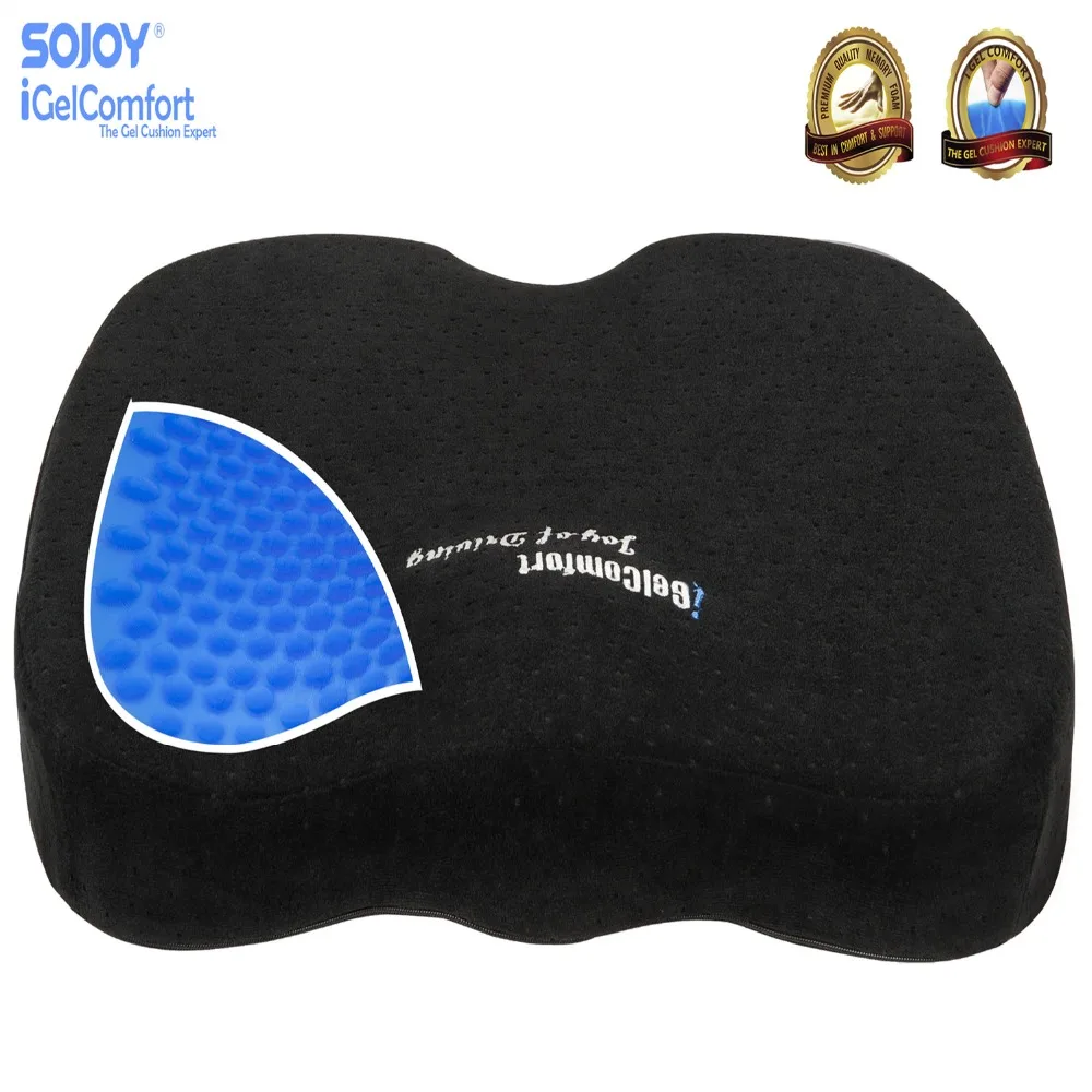 Подушка для сиденья Sojoy Gel &amp Memory Foam облегчения боли в спине и поддержки косточек