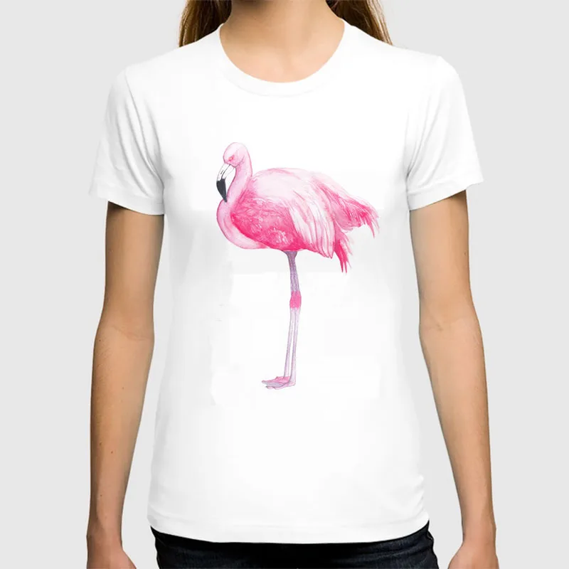 Жаркое лето розовый Фламинго Футболка с принтом свободные Повседневная рубашка
