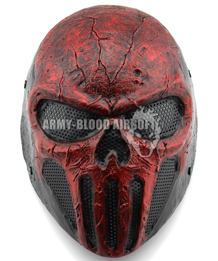 

SKULL Punisher paragraph Wire Mesh Tactical Mask wire mesh mask (Red)