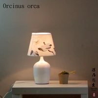 modern minimalist creative led nightlight bedroom bedside lamp nordic warm painting cloth table lamp free shipping