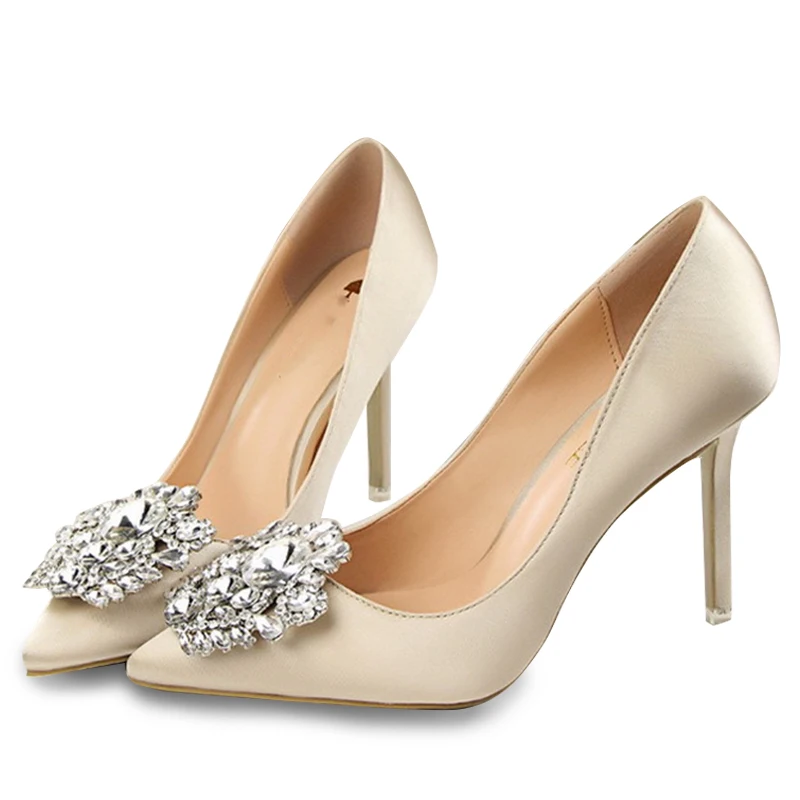Женские туфли на высоком каблуке BIGTREE классические лодочки со стразами 2019|women heels