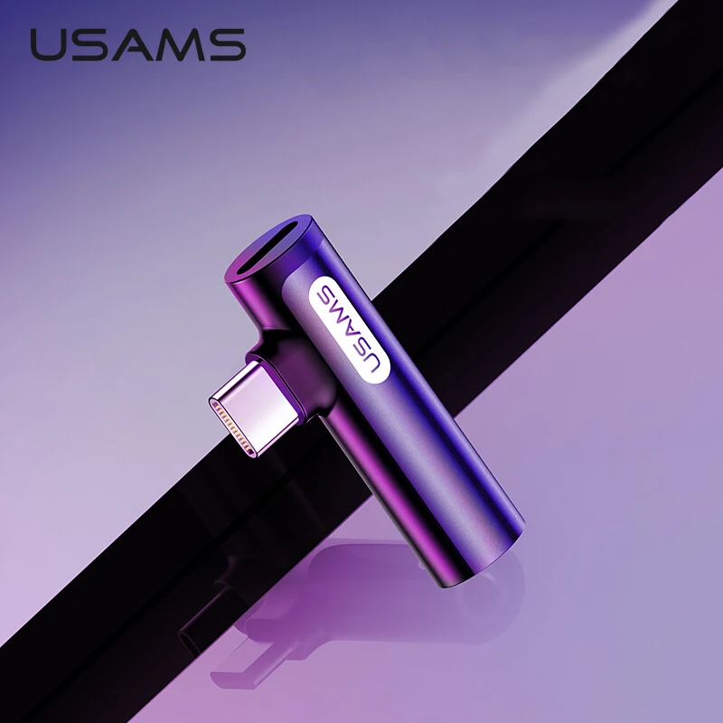 USAMS type c 3,5 мм Aux адаптер 4 в 1 USB C до 3,5 мм для huawei Xiaomi type-c OTG конвертер зарядное устройство Jack аудио наушники адаптер