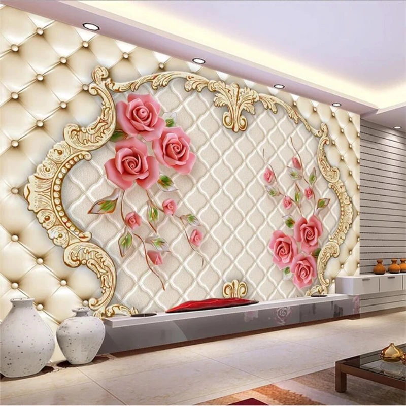 

beibehang Wallpaper custom living room bedroom wallpaper European soft marble mural rose background wall Papel de parede