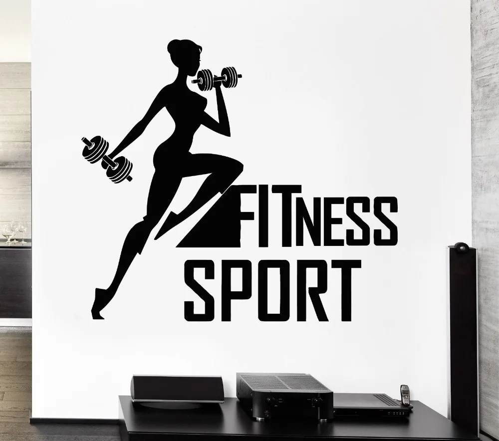 

Fitness Sport Vinyl Wall Decal Woman Bodybuilding CrossFit Gym Art Mural Wall Sticker FitnessCentre Decor Wall Sticker For Room