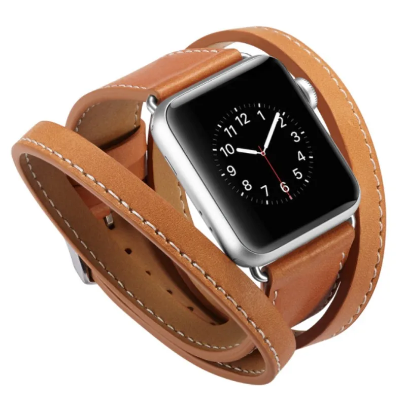 Сверхдлинный кожаный ремешок двойной наручный браслет сменный для часов Apple Watch