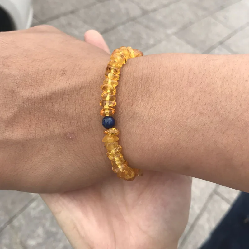 middle lapis lazuli Yowei 8 опциональный Янтарный стрейч браслет для женщин, взрослых, маленьких девочек, подарок, неправильные бусины, натуральные фишки, янтарные ювелирные изделия - Цвет камня: middle lapis lazuli