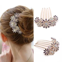 Accessoires pour cheveux, épingles à cheveux en cristal strass, peigne pétale de fleur, pince à cheveux, pince à cheveux, coiffure de styliste, pièce de couvre chef  (3)