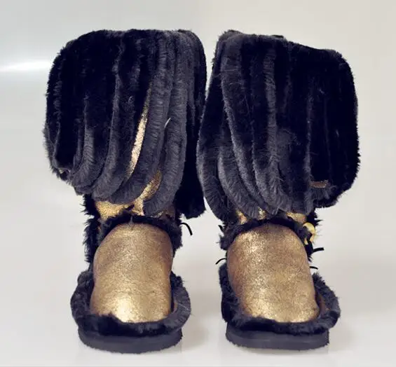 Eskimo/Стильные очень популярные модные женские зимние ботинки на меху с бахромой зимние теплые ботинки с круглым носком разноцветные женские ботинки до середины икры без застежки