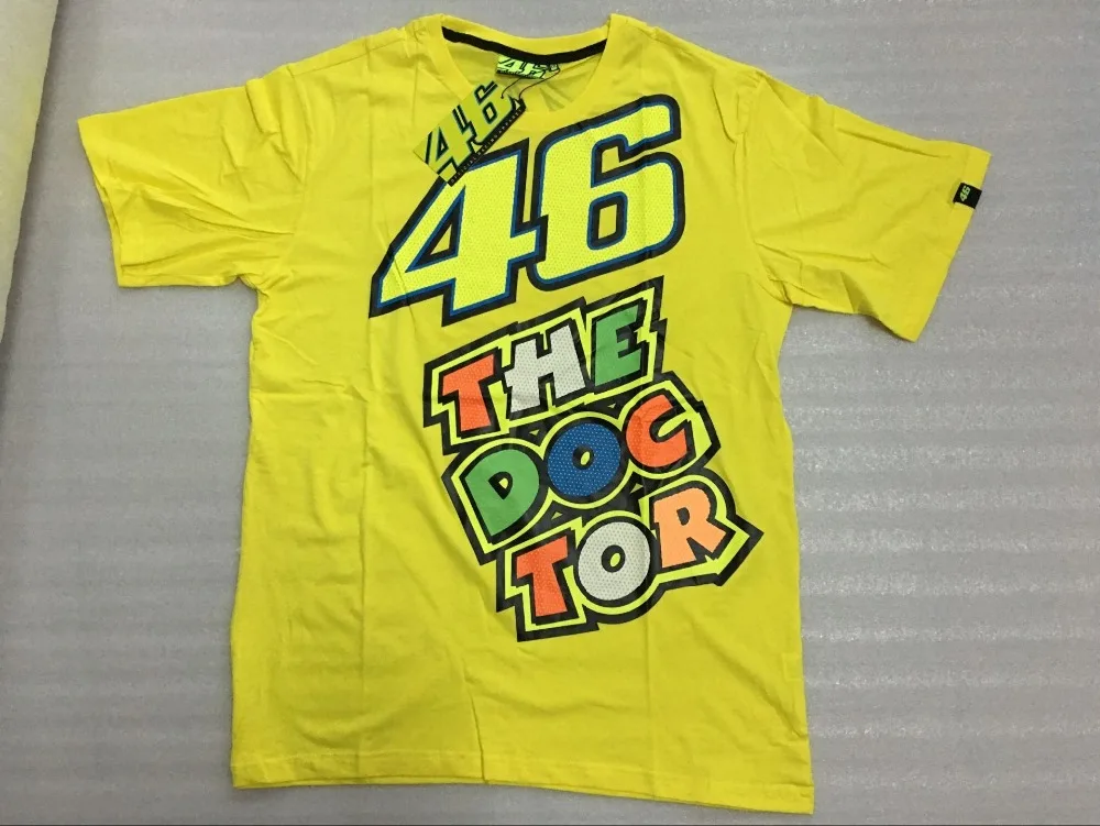Moto GP луна 46 ВАЛЕНТИНО РОССИ M1 FORTYSIX VR46 Доктор Футболка Гонки Motor Желтый