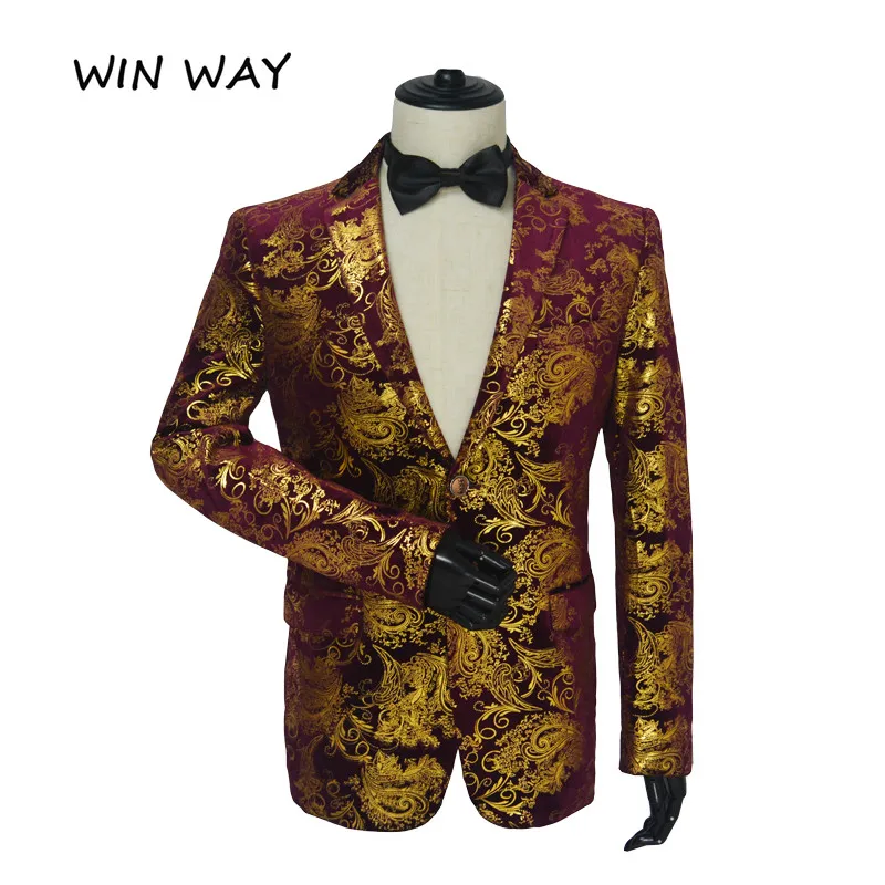 Win Way мужские вечерние костюмы с цветочным принтом Стильный Ужин Фиолетовый