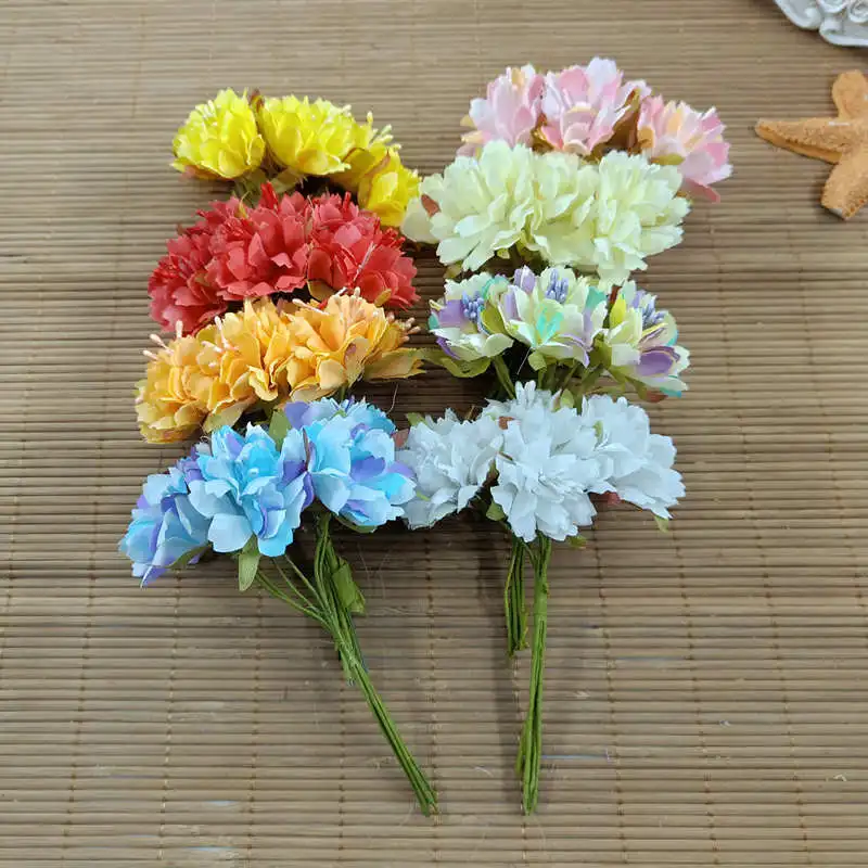 O envio gratuito DE 6 unids margarida flores artificiais seda buque para casamento banquete decoracao diy acessor | Дом и сад