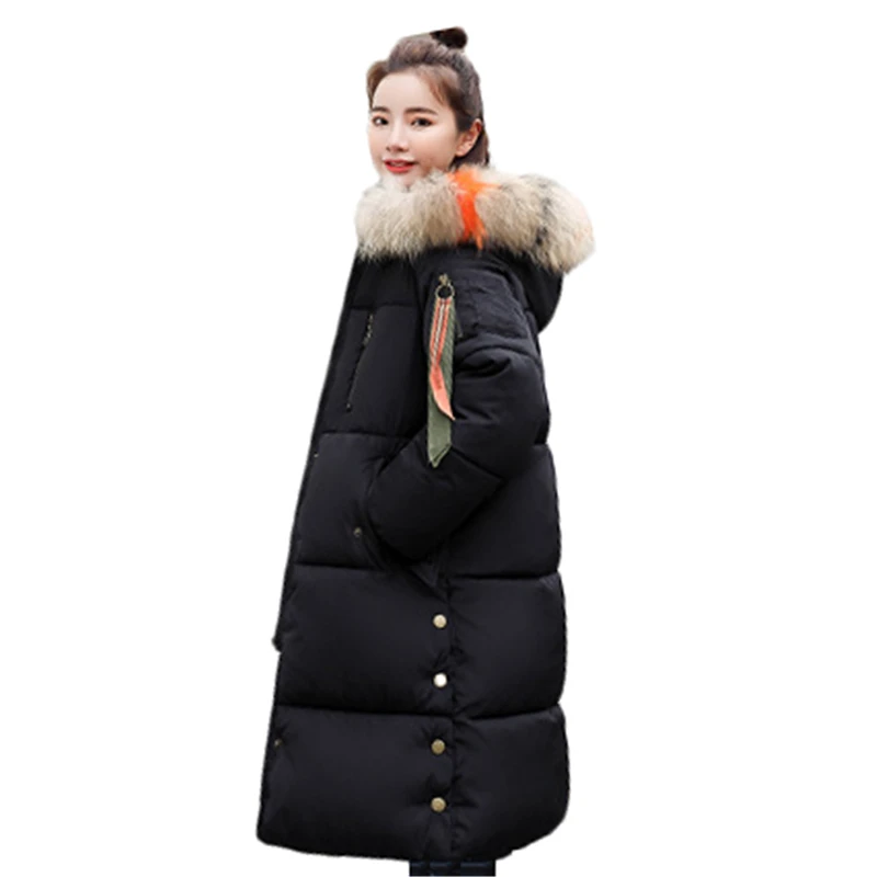 

Big Fur Collar Long Parkas Female Outerwear Women Winter Zippers Coat Thickening Cotton Winter Jacket Womens Outwear Parkas J851