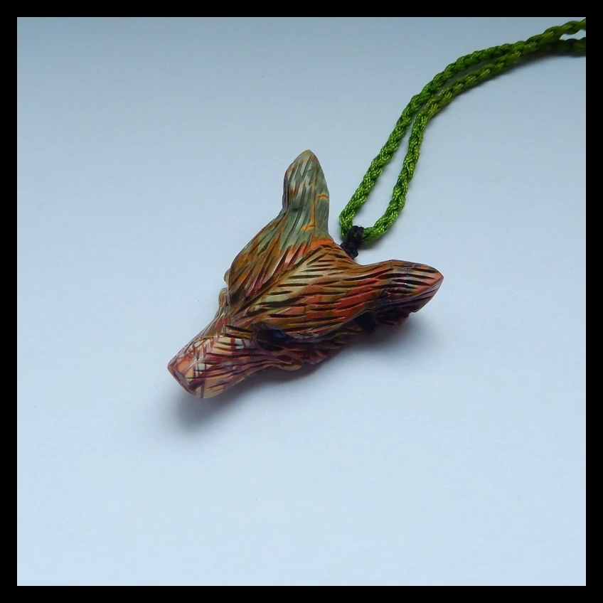 Натуральный камень разноцветная яшма Пикассо Резная Голова волка модные