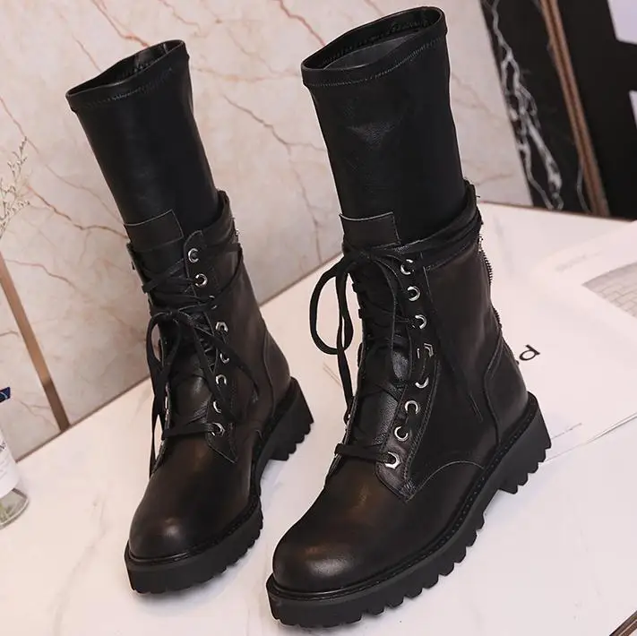 Botas Mujer осенние носки Армейские сапоги Для женщин кожаный бурдюк Feminina дамские