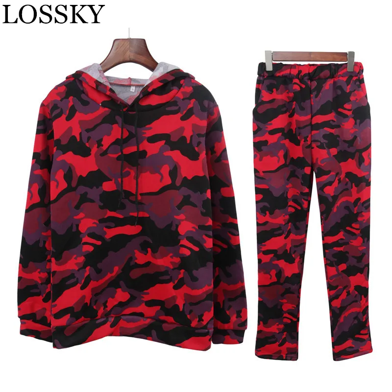 

Camouflage Casual 2 Piece Set Tracksuit Hooded Long Sleeve Hoodies And Fit Slim Pocket Trousers Pants Autumn Streetwear Suit New