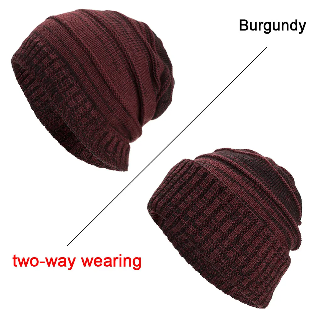 Burgundy Joymay, двухсторонние зимние шапочки, шапка бесформенного цвета, унисекс, простая теплая мягкая вязаная шапка с черепом, шапки, ewm085 - Цвет: Burgundy