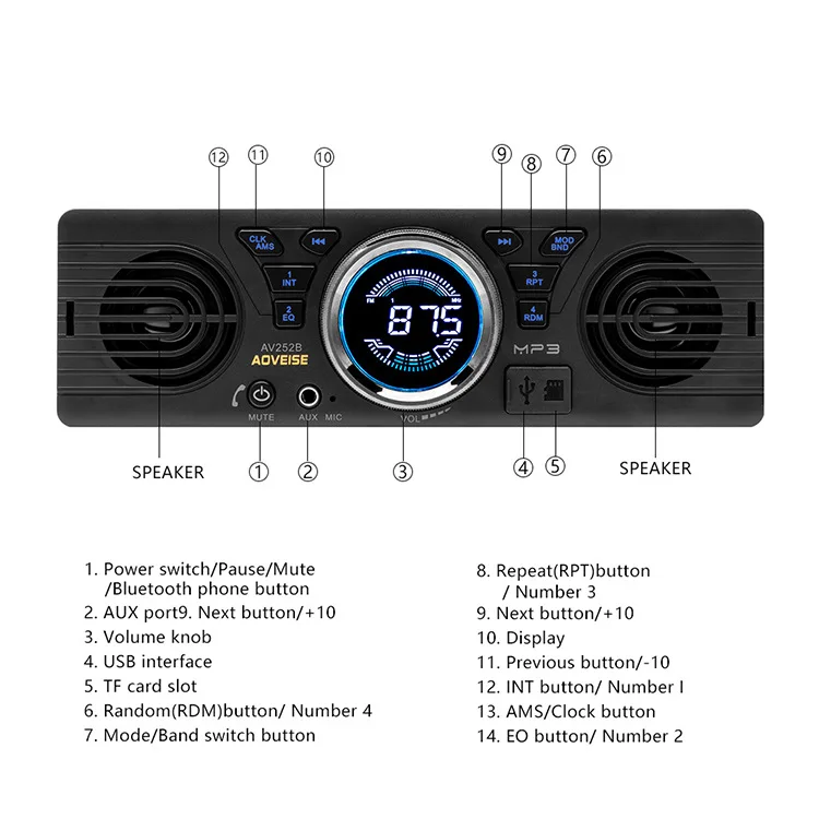 Автомобильный MP3 плеер WINTUWAY 12 в FM радио стерео аудио музыка USB SD цифровой Bluetooth с
