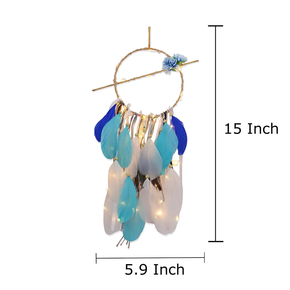 Подвесные украшения перья и кружево Ловец снов 2 метра 20LED освещение для девочек