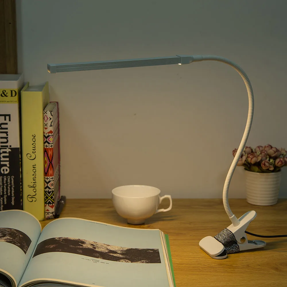 5V USB Светодиодная настольная лампа с зажимом Гибкая Настольная для книга чтения