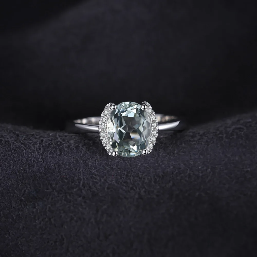 Jewelrypalace Марка овальные 1.8ct натуральный камень зеленый аметист Обручение кольцо