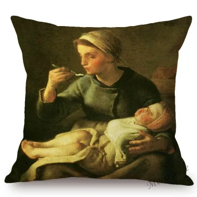 Jean Francois Millet Pastoral Realism Oil Painting The Gleaners Harvest Home Decoration Art Pillow case Linen Sofa Cushion Cover