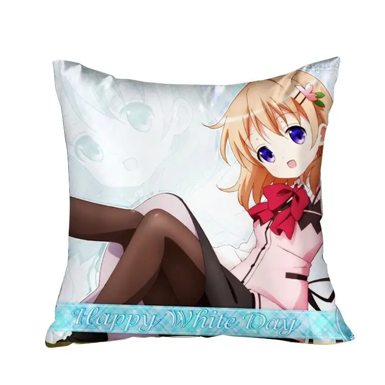 

Hobby Express Otaku Waifu Square Throw Pillow Cover Is the Order Rabbit Dakimakura GZFONG143