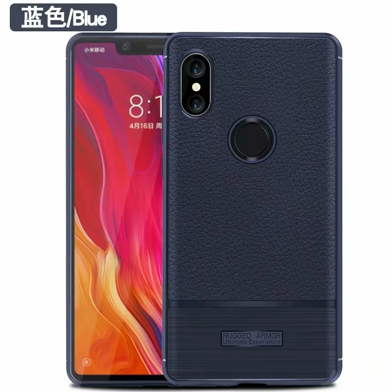 For Xiaomi Mi 8 Case Cover Litchi Striae Soft TPU Silicone Mi8 8SE PU Leather Back SE |
