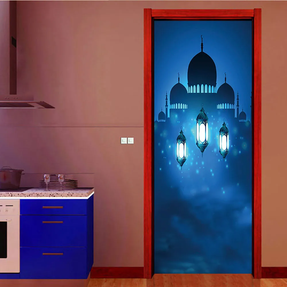100% Бренд новый Высокое качество 3D мусульманские креативные наклейки на двери для