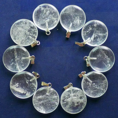 (10 шт./лот) оптовая продажа натуральный белый кристалл круглая бусина подвеска 20х5