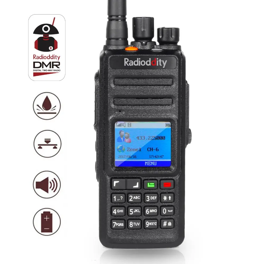 Радиочастотная GD-55 Plus Водонепроницаемая рация DMR радио ветчина радио 2800 мАч Кабель для программирования 2 антенны