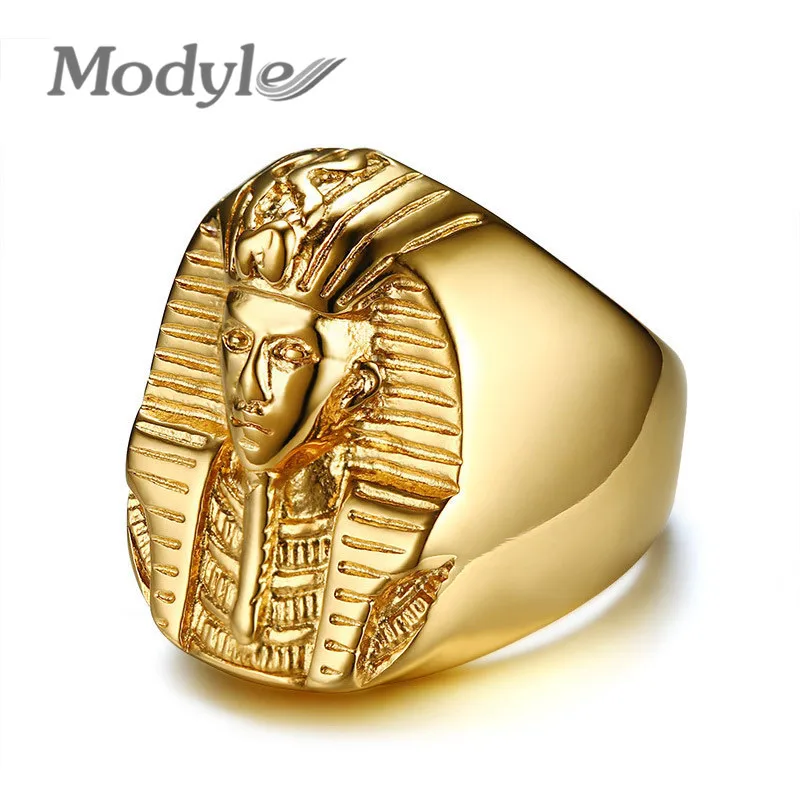 Mostyle, золотого цвета, таинственные египетские кольца с Фараоном, рок, титан, нержавеющая сталь, мужские кольца с печаткой для мужчин, ювелирные изделия