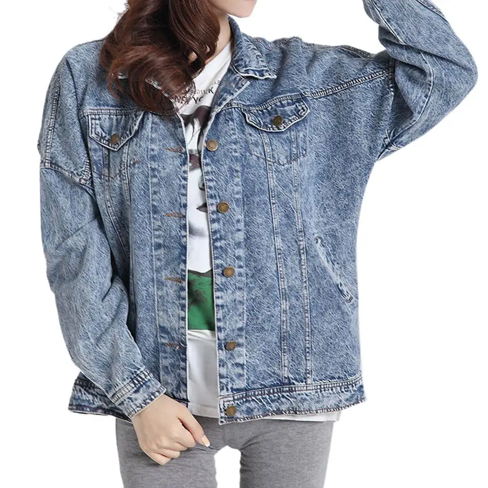 Женское базовое пальто 2017 модная свободная тонкая джинсовая женская куртка с