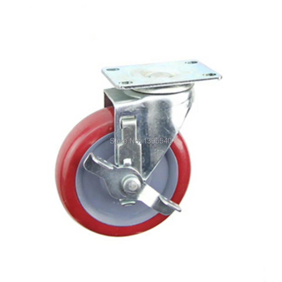 

New 5'' PU Swivel Wheel Caster Industrial Castor Brake Double Univeral Wheel 360 Degree Rolling Medical Heavy Casters Wheels