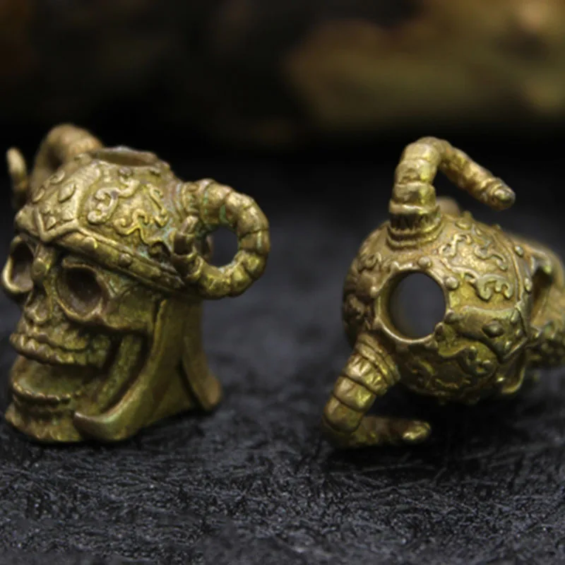 1 шт. Orc Berserker Skull Brass EDC бусы на веревочке нож бусины веревочный шнур браслет