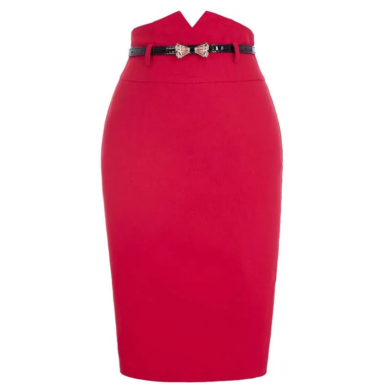 Высокая Талия Женщины Юбка Карандаш Faldas 2016 Мода ПР Slim Fit Bodycon Бизнес Износ Ремня