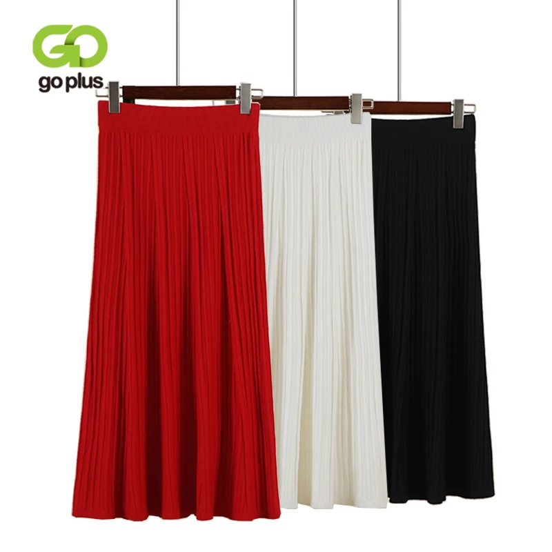 Женская плиссированная юбка GOPLUS винтажная Однотонная средней длины с высокой